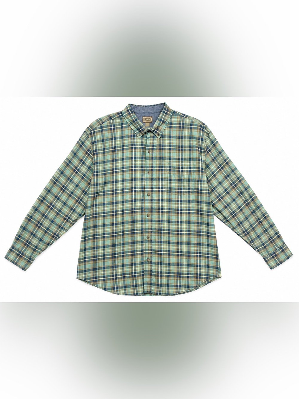 CE Schmidt Workwear Men's Long-Sleeve Green Plaid Button-Down Shirt